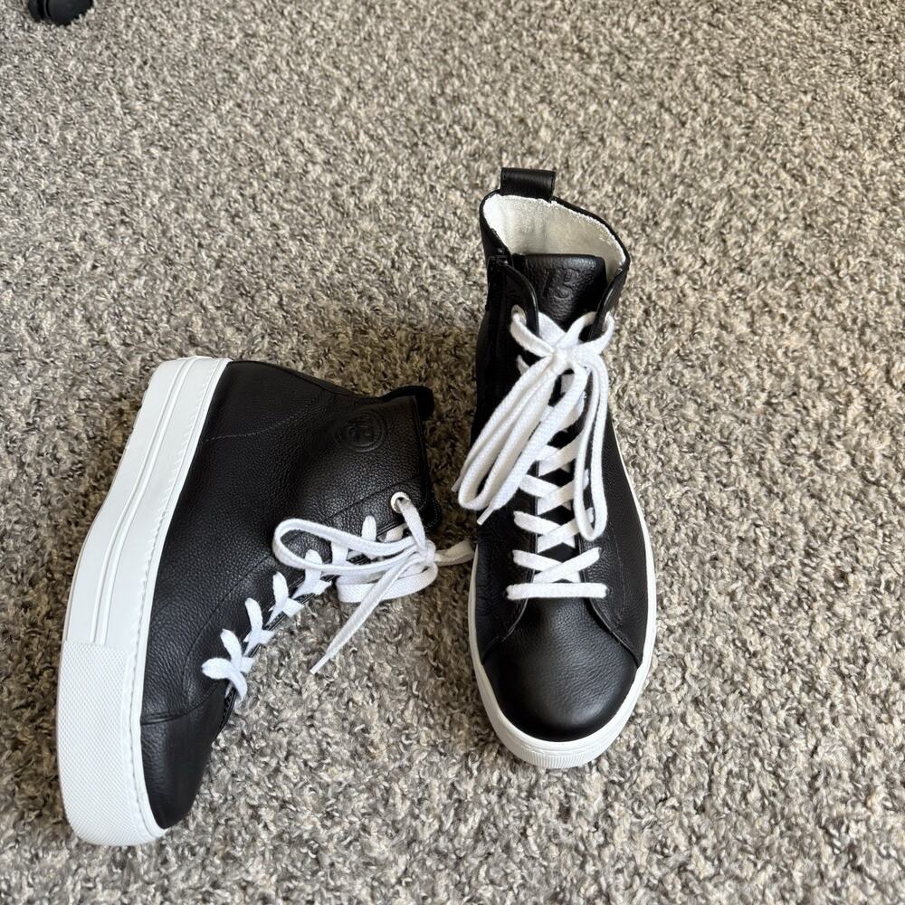 Paul Green Boots Black Soft Leather Ankle High Top Sneakers Shoes UK 5.5 US 8